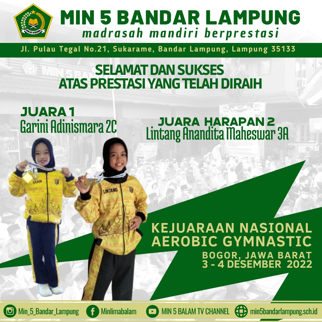 Wakili Lampung, 2 Siswi MIN 5 Bandar Lampung Raih Medali diajang Kejurnas Aerobic Gymnastic